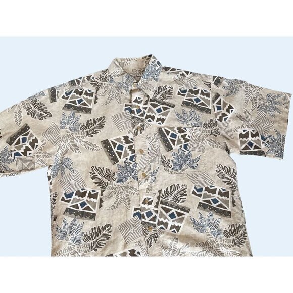 Vintage BUGLE BOY Co. 1990s Short Sleeve Geometric Tropical Shirt Sz L - Picture 3 of 8